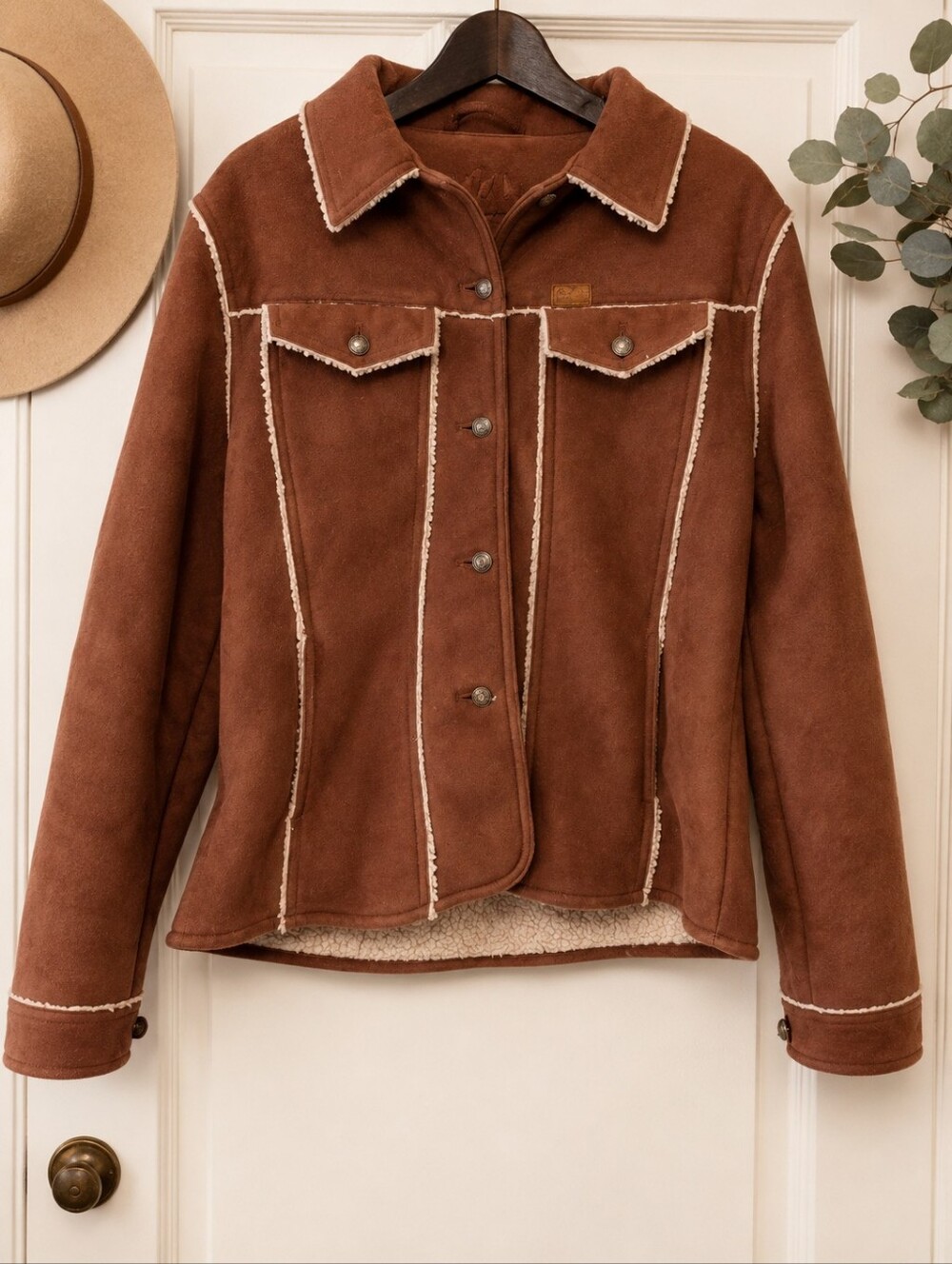 Outback Trading Co Western Cowgirl Earthy Boho Cabin Core Teddy Coat Size Large - Picture 1 of 7